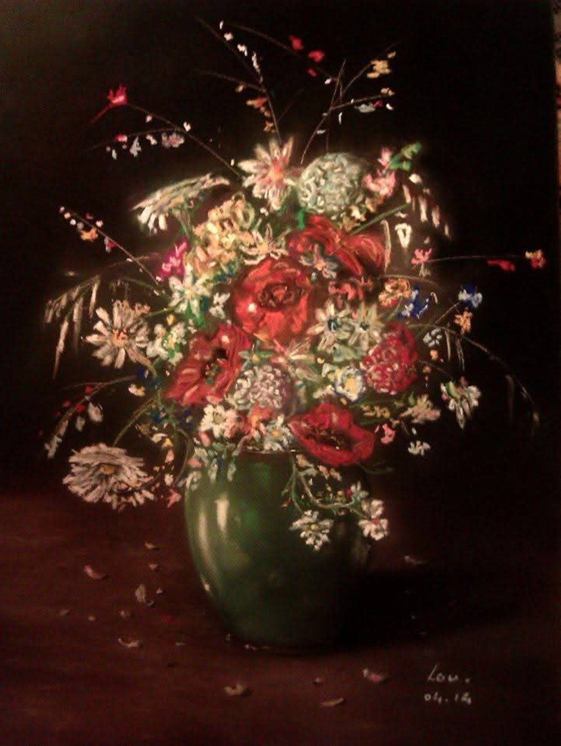 Bouquet de pluie — pastel sec de Daras